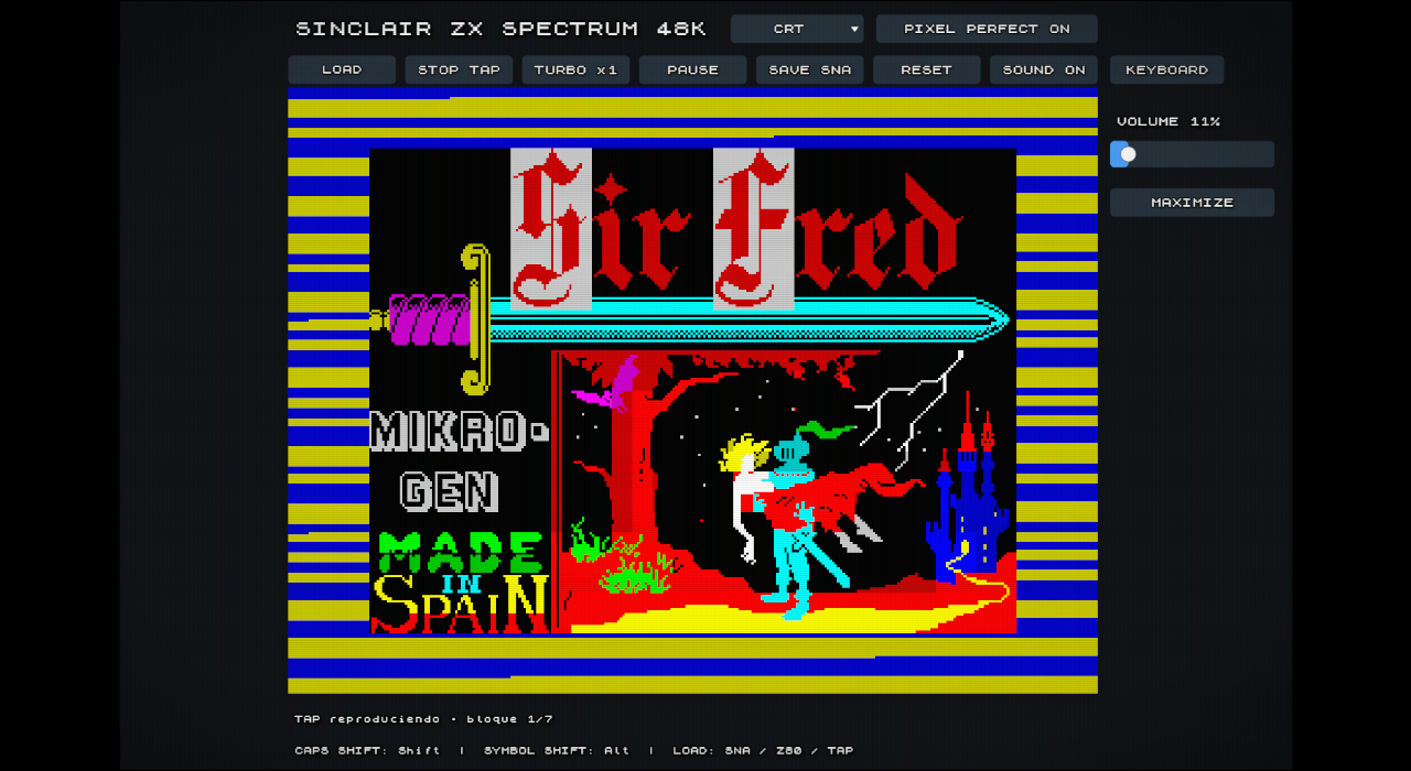 Captura de ZX SPECTRUM 48K EMULATOR