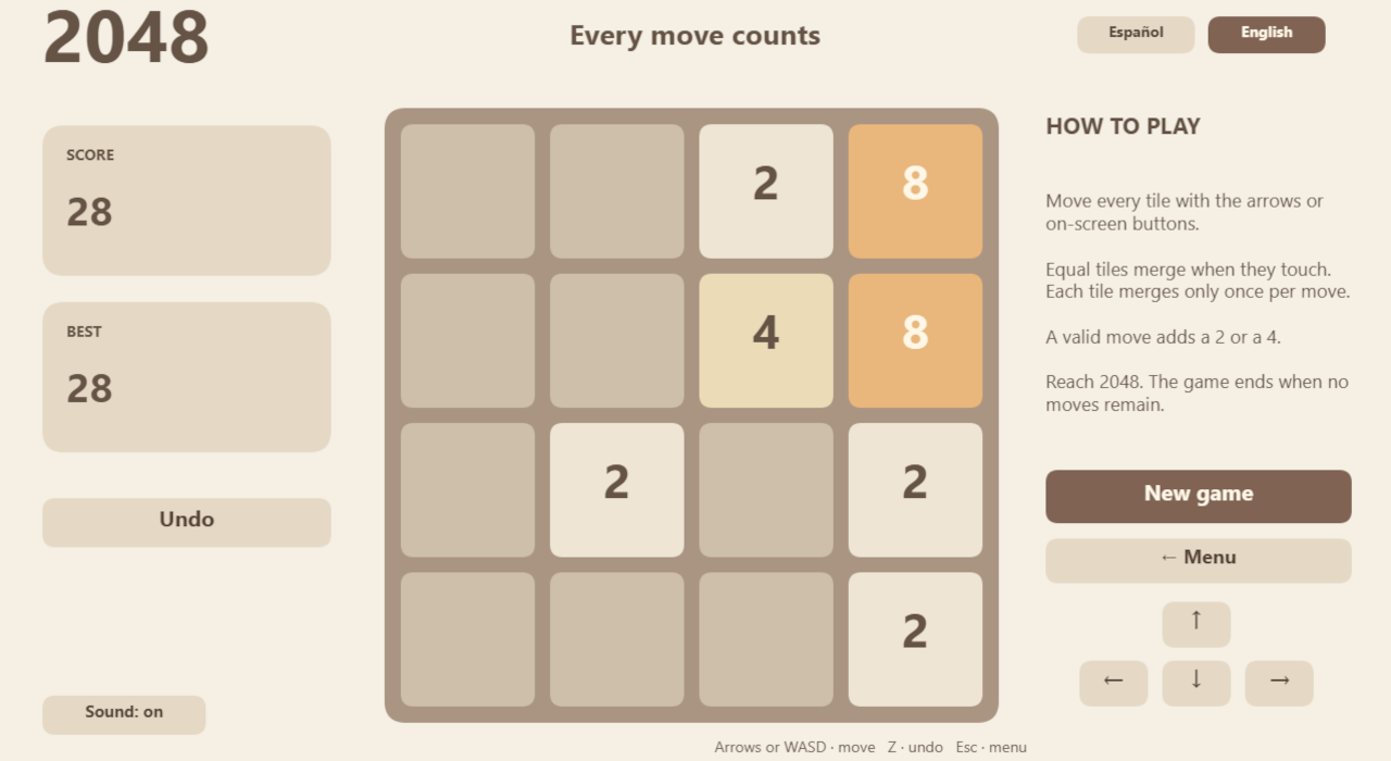 Captura de 2048 — ¡Combina y supera tu récord!
